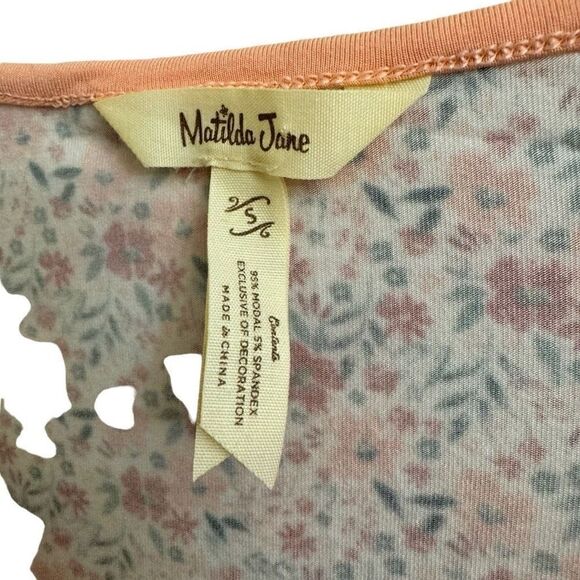 Matilda Jane Sing It Out Loud Floral Tunic Top Long Sleeves Peach Small - Picture 3 of 5
